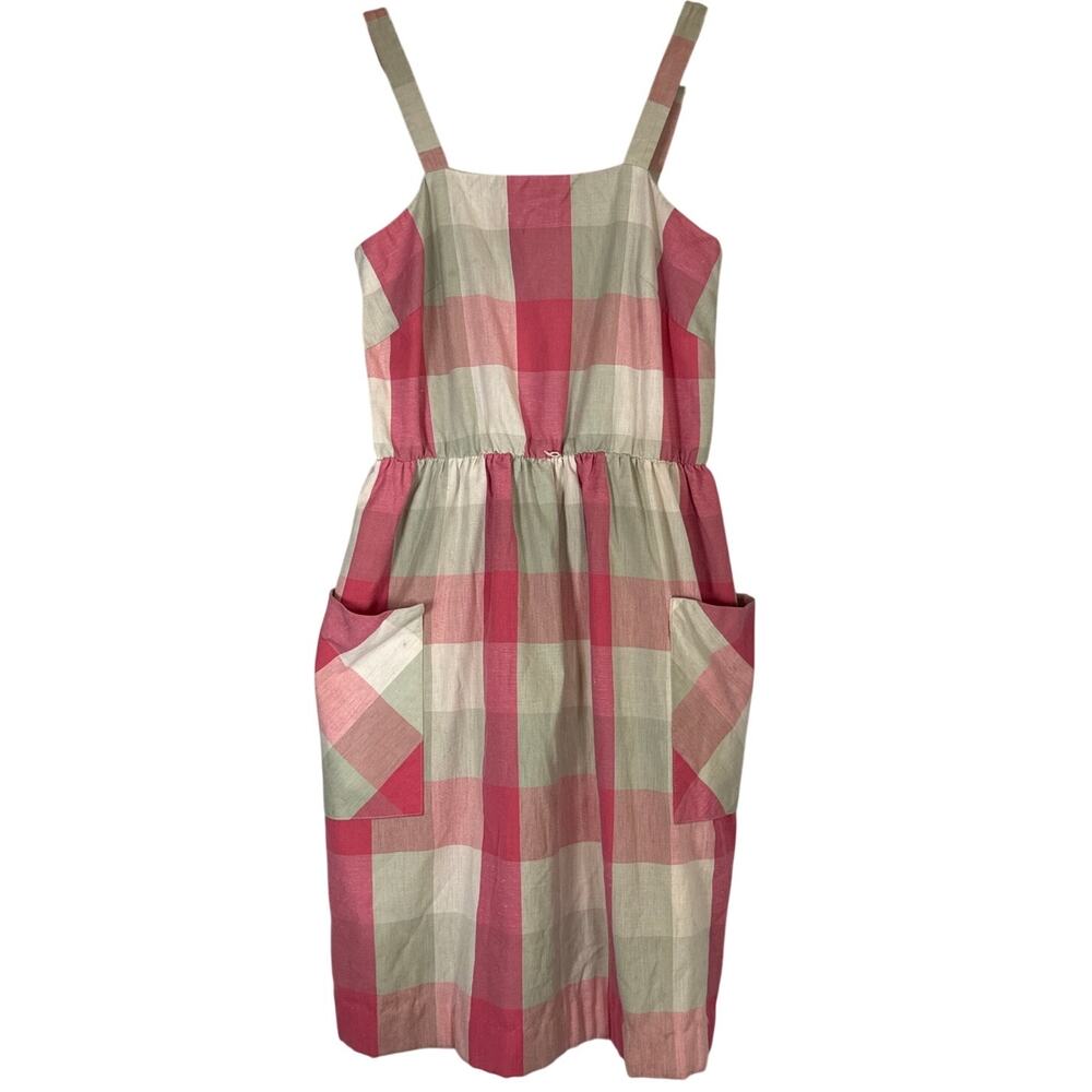 Vintage Gingham Sleeveless Sundress Plaid Checkered Pastel Picnic Cottagecore 10
